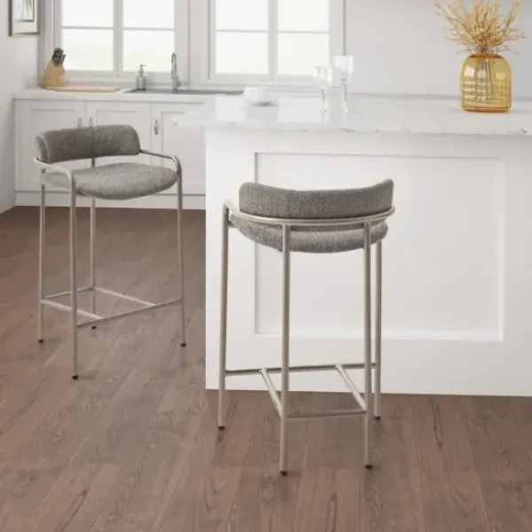 Bar Stools & Counter Height Stools-Kirkland's Home Upholstered Low Back Counter Stool Gray