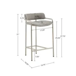 Bar Stools & Counter Height Stools-Kirkland's Home Upholstered Low Back Counter Stool Gray