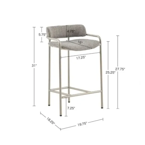 Bar Stools & Counter Height Stools-Kirkland's Home Upholstered Low Back Counter Stool Gray