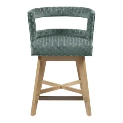 Bar Stools & Counter Height Stools-Kirkland's Home Upholstered Low Back Swivel Counter Stool Blue
