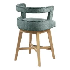 Bar Stools & Counter Height Stools-Kirkland's Home Upholstered Low Back Swivel Counter Stool Blue