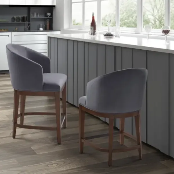 Bar Stools & Counter Height Stools-Kirkland's Home Upholstered Martha Stewart Counter Stool Gray