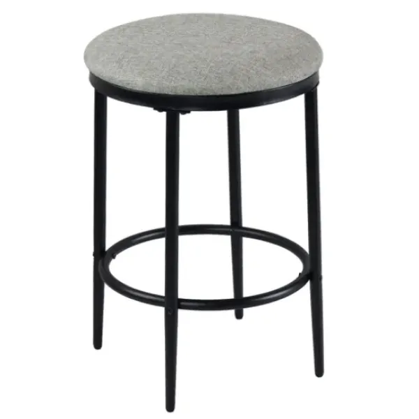 Bar Stools & Counter Height Stools-Kirkland's Home Upholstered Metal Counter Stool Gray