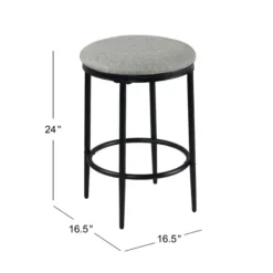 Bar Stools & Counter Height Stools-Kirkland's Home Upholstered Metal Counter Stool Gray