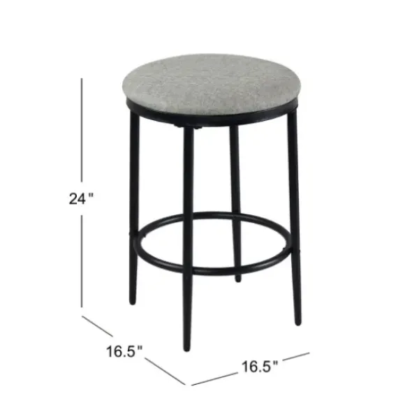 Bar Stools & Counter Height Stools-Kirkland's Home Upholstered Metal Counter Stool Gray