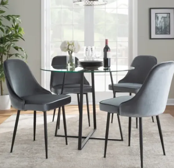 Dining Chairs-Kirkland's Home Upholstered Metal Dining Chairs, Set Of 2 Gray