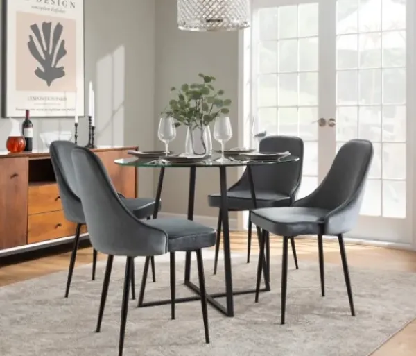 Dining Chairs-Kirkland's Home Upholstered Metal Dining Chairs, Set Of 2 Gray