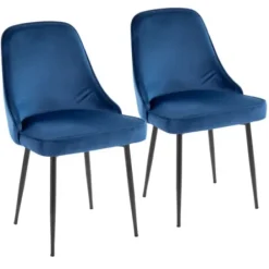 Dining Chairs-Kirkland's Home Upholstered Metal Dining Chairs, Set Of 2 Blue