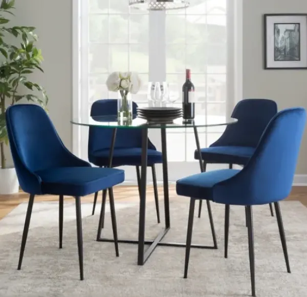 Dining Chairs-Kirkland's Home Upholstered Metal Dining Chairs, Set Of 2 Blue