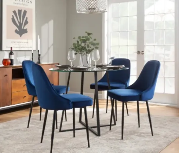 Dining Chairs-Kirkland's Home Upholstered Metal Dining Chairs, Set Of 2 Blue