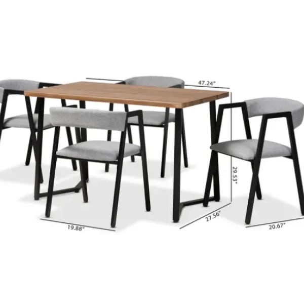 Dining Tables-Kirkland's Home Upholstered Metal Frame 5-Pc. Dining Set Gray