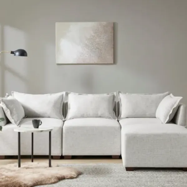 Sofas & Loveseats-Kirkland's Home Upholstered Modular Armless Accent Chair Ivory