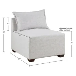 Sofas & Loveseats-Kirkland's Home Upholstered Modular Armless Accent Chair Ivory