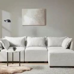 Sofas & Loveseats-Kirkland's Home Upholstered Modular Ottoman Ivory