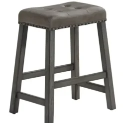 Bar Stools & Counter Height Stools-Kirkland's Home Upholstered Nailhead Counter Stools, Set Of 2 Gray