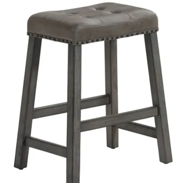 Bar Stools & Counter Height Stools-Kirkland's Home Upholstered Nailhead Counter Stools, Set Of 2 Gray