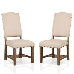 Dining Chairs-Kirkland's Home Upholstered Oak Wood Dining Chairs, Set Of 2 Tan