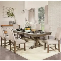 Dining Chairs-Kirkland's Home Upholstered Oak Wood Dining Chairs, Set Of 2 Tan