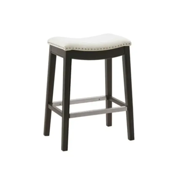 Bar Stools & Counter Height Stools-Kirkland's Home Upholstered Saddle Seat Counter Stool Ivory