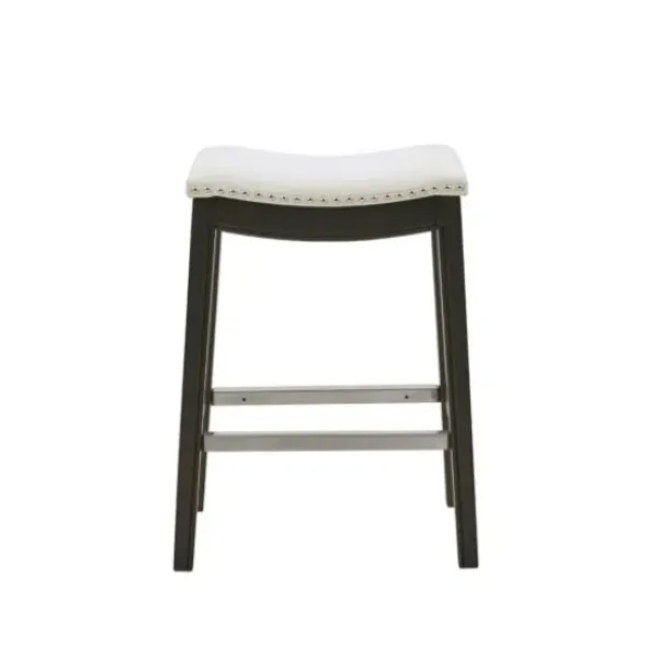 Bar Stools & Counter Height Stools-Kirkland's Home Upholstered Saddle Seat Counter Stool Ivory