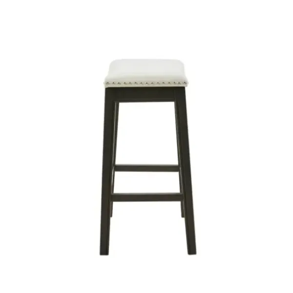 Bar Stools & Counter Height Stools-Kirkland's Home Upholstered Saddle Seat Counter Stool Ivory