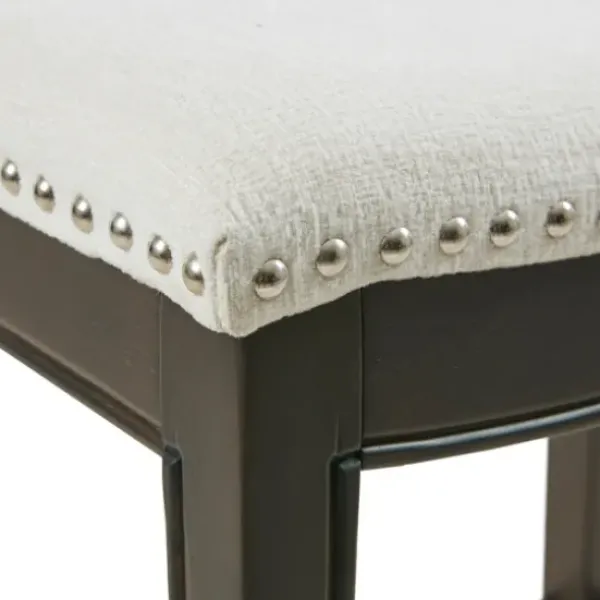 Bar Stools & Counter Height Stools-Kirkland's Home Upholstered Saddle Seat Counter Stool Ivory