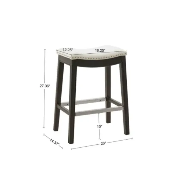 Bar Stools & Counter Height Stools-Kirkland's Home Upholstered Saddle Seat Counter Stool Ivory