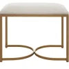Benches & Ottomans-Kirkland's Home Upholstered Seat And Gold Metal Bench White