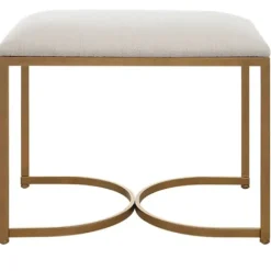 Benches & Ottomans-Kirkland's Home Upholstered Seat And Gold Metal Bench White