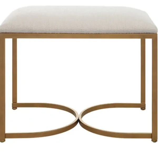 Benches & Ottomans-Kirkland's Home Upholstered Seat And Gold Metal Bench White