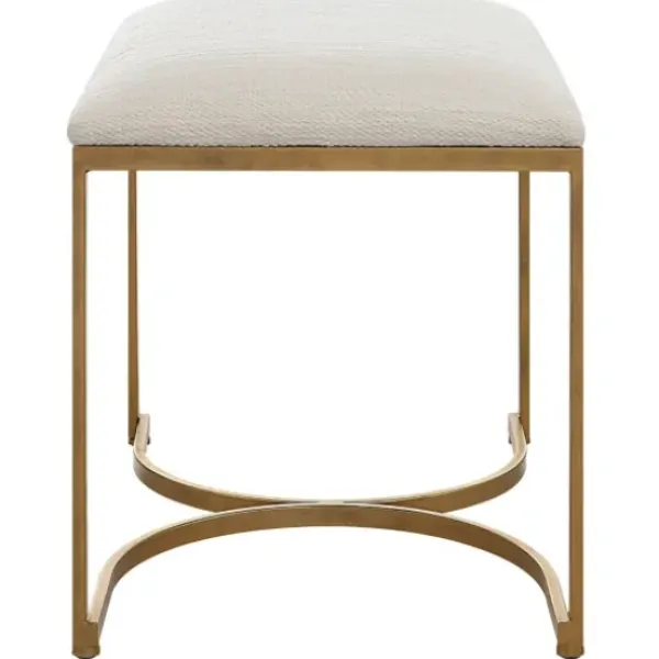 Benches & Ottomans-Kirkland's Home Upholstered Seat And Gold Metal Bench White