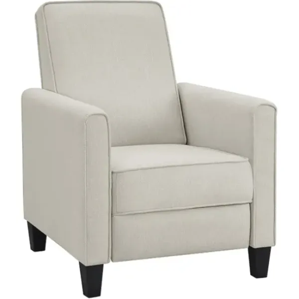 Accent Chairs-Kirkland's Home Upholstered Slim Push-Back Recliner Ivory
