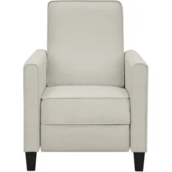 Accent Chairs-Kirkland's Home Upholstered Slim Push-Back Recliner Ivory
