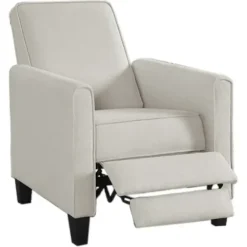 Accent Chairs-Kirkland's Home Upholstered Slim Push-Back Recliner Ivory
