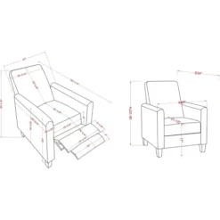 Accent Chairs-Kirkland's Home Upholstered Slim Push-Back Recliner Ivory