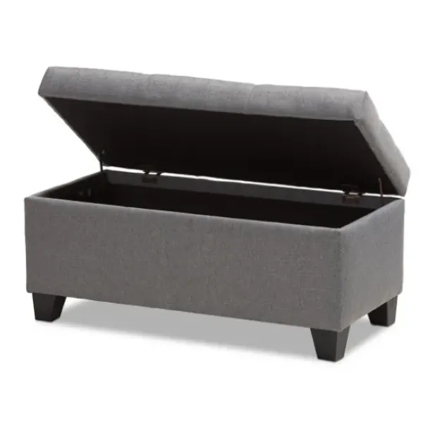 Benches & Ottomans-Kirkland's Home Upholstered Storage Ottoman Gray