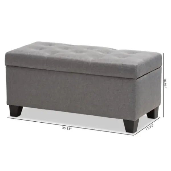 Benches & Ottomans-Kirkland's Home Upholstered Storage Ottoman Gray