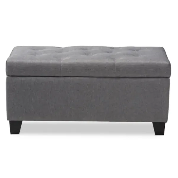 Benches & Ottomans-Kirkland's Home Upholstered Storage Ottoman Gray