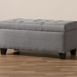 Benches & Ottomans-Kirkland's Home Upholstered Storage Ottoman Gray