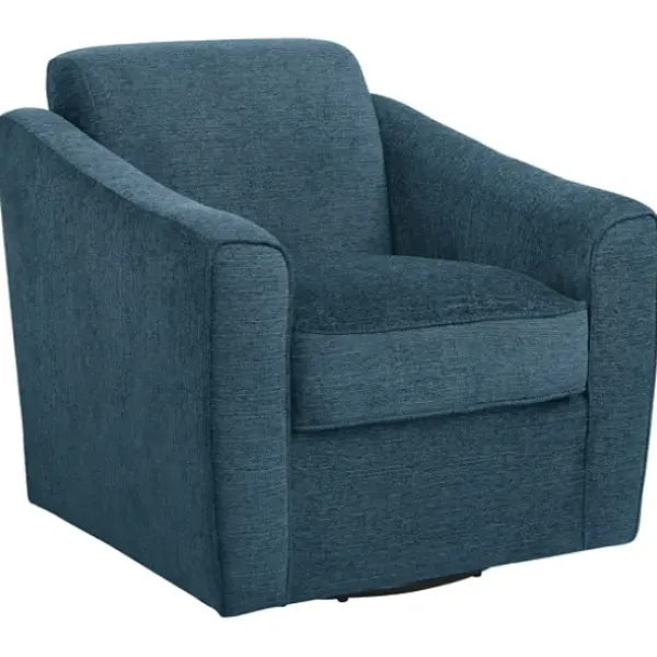 Accent Chairs-Kirkland's Home Upholstered Swivel Accent Chair Blue