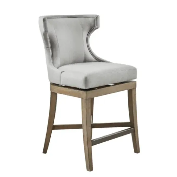 Bar Stools & Counter Height Stools-Kirkland's Home Upholstered Swivel Seat Counter Stool Gray