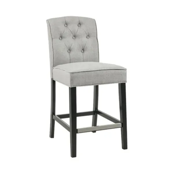 Bar Stools & Counter Height Stools-Kirkland's Home Upholstered Tufted Button Back Counter Stool Gray
