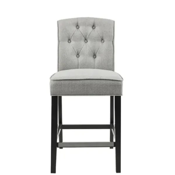Bar Stools & Counter Height Stools-Kirkland's Home Upholstered Tufted Button Back Counter Stool Gray