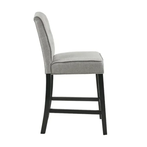 Bar Stools & Counter Height Stools-Kirkland's Home Upholstered Tufted Button Back Counter Stool Gray