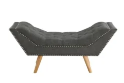 Benches & Ottomans-Kirkland's Home Upholstered Tufted Button Curved Bench Gray