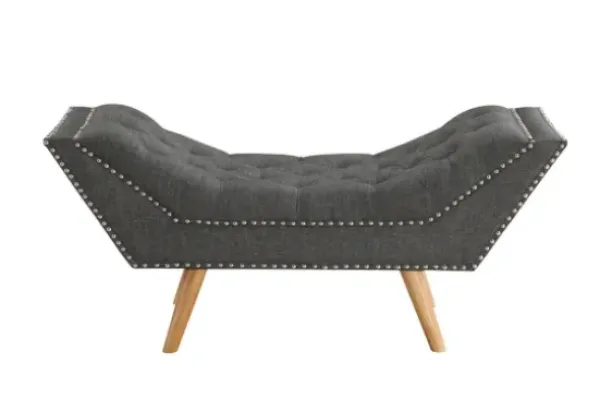 Benches & Ottomans-Kirkland's Home Upholstered Tufted Button Curved Bench Gray