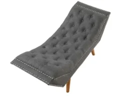 Benches & Ottomans-Kirkland's Home Upholstered Tufted Button Curved Bench Gray