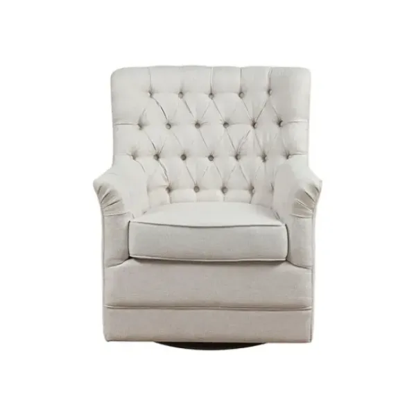 Accent Chairs-Kirkland's Home Upholstered Tufted Swivel Accent Chair White