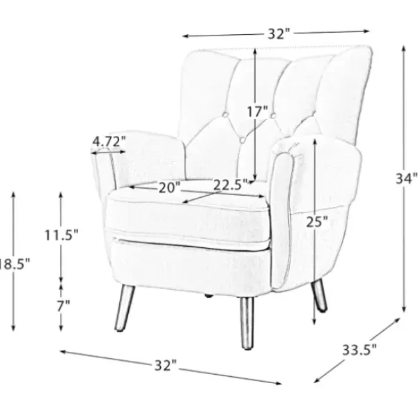Accent Chairs-Kirkland's Home Upholstered Tufted Wingback Accent Chair Ivory