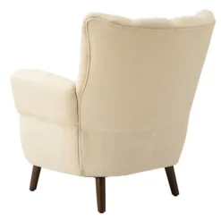 Accent Chairs-Kirkland's Home Upholstered Tufted Wingback Accent Chair Ivory